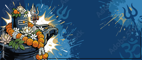 Shivaratri Sacred Floral Offerings with Soft Comic Burst Accents