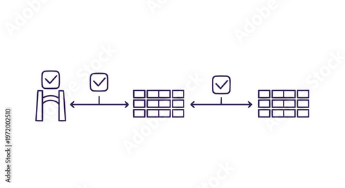 Simple illustration of a chair with check marks and a table.