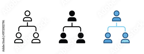 Family tree diagram showing three generations of people with different roles isolated on white background, Vector, illustration