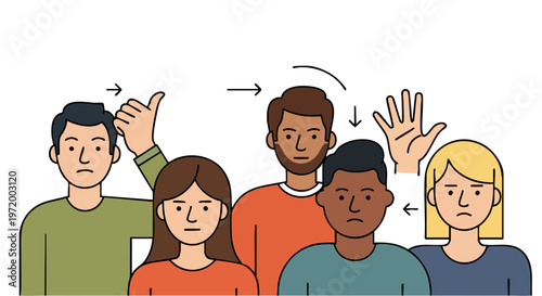 Sign Language Instruction for Father with Diverse People Vector