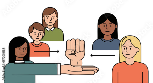 Women showing the domestic violence help signal vector illustration