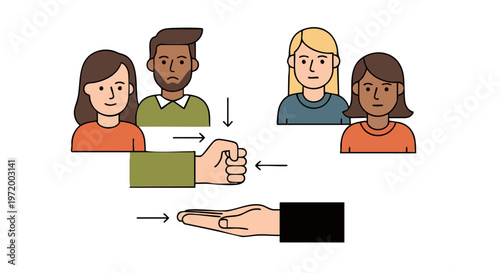 Signal for Help Hand Gesture and Diverse Group of People