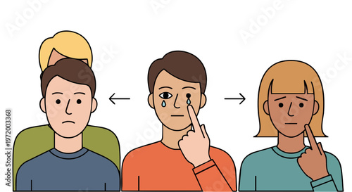 Sad people feeling depressed and crying vector illustration