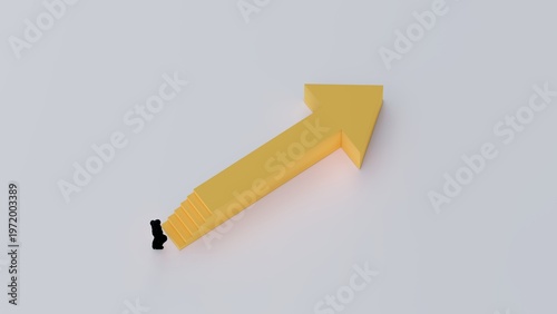 Canvas Print Upward Arrow Growth Path with Stairs and Businessman Minimal Concept