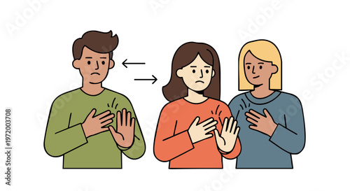 Young People Signaling to Wait and Stop with Hand Gestures