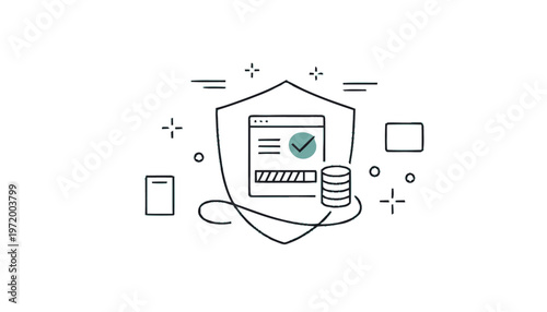 Shield Protecting Data Security Concept.