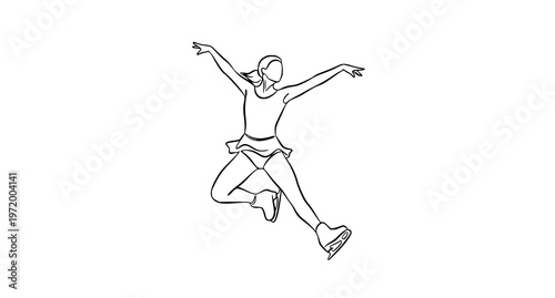 a woman in a skating outfit is jumping in the air