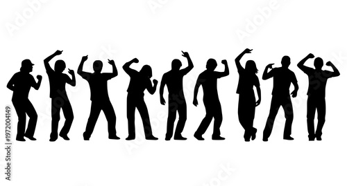 a group of people dancing in different poses