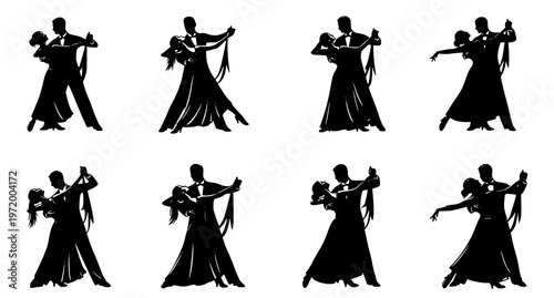 couples in various waltz dance positions