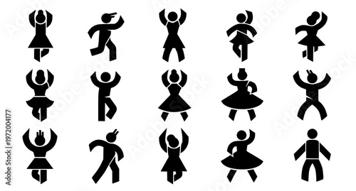a group of people dancing in various poses