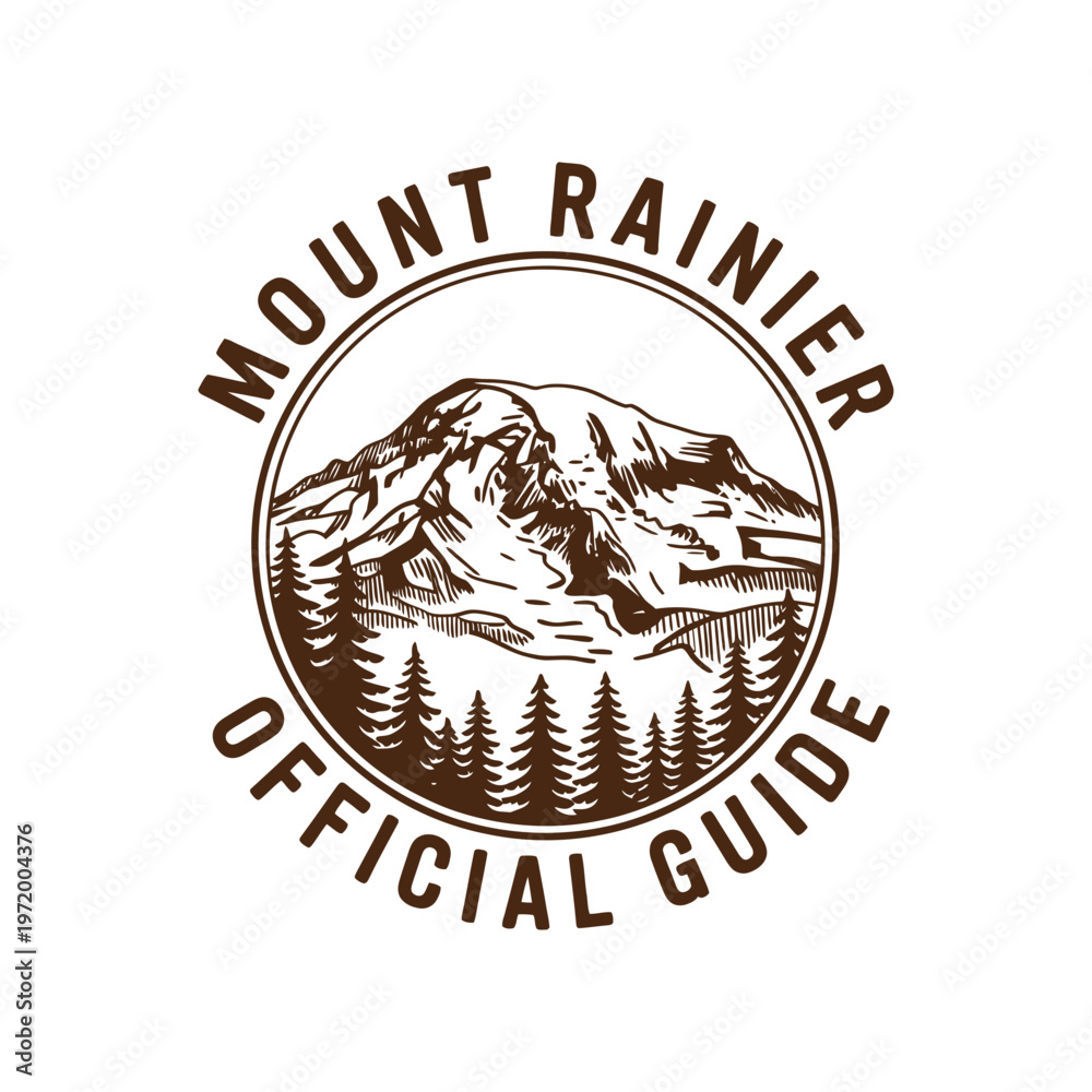 Fototapeta premium Mount Rainier official guide emblem a vintage style illustration
