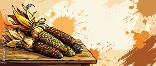 Thanksgiving Harvest Arrangement with Colorful Corn and Corn Husks