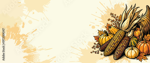 Thanksgiving Harvest Corn with Pumpkins and Leaves Elegant Festive Styling