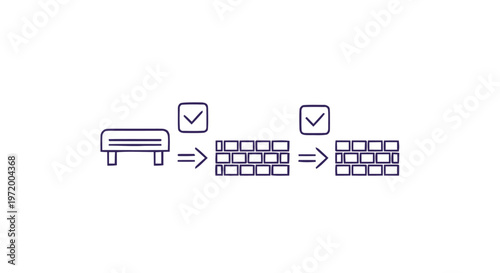 Step-by-Step Process of Building a Brick Wall, Illustrated Concept.