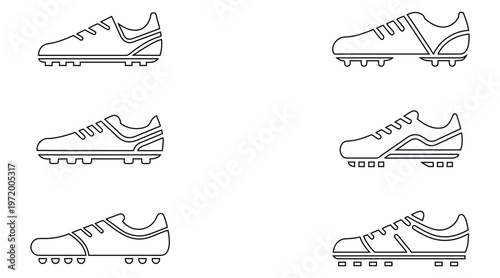 Soccer shoe line icon vector, sports shoe American football soccer shoe symbol outline icon illustration