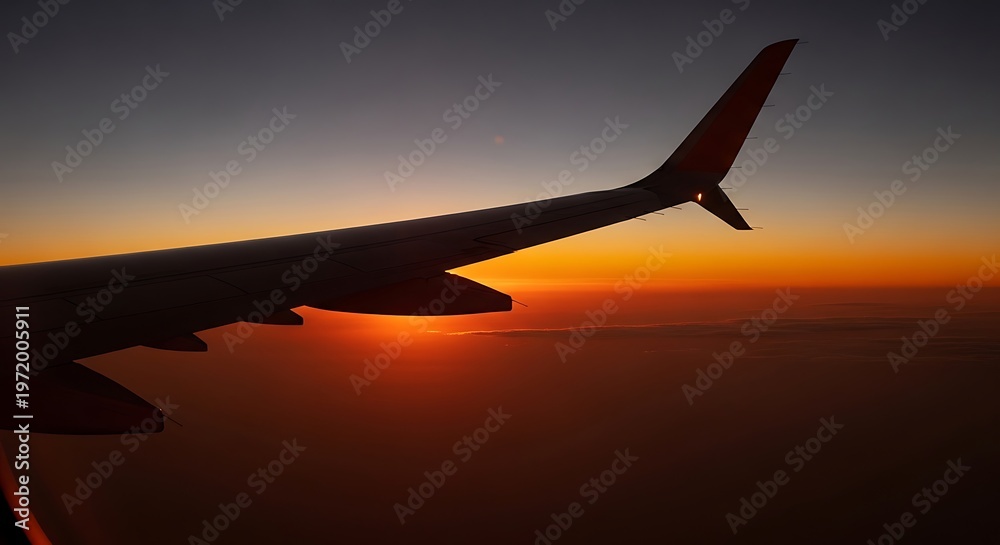 Fototapeta premium airplane in the sunset