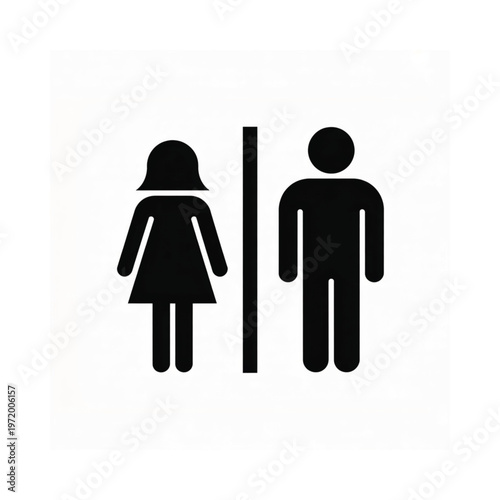 Simple black silhouette icons representing public restroom gender designations