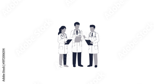 Three medical professionals stand together, holding clipboards, ready for work.