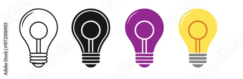 Circular Light Bulb Icon Set Idea Innovation Modern UI Vector Icons