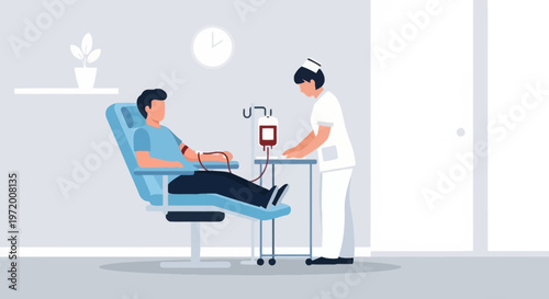 Blood Donation Nurse Patient Chair Medical Procedure Hospital Scene