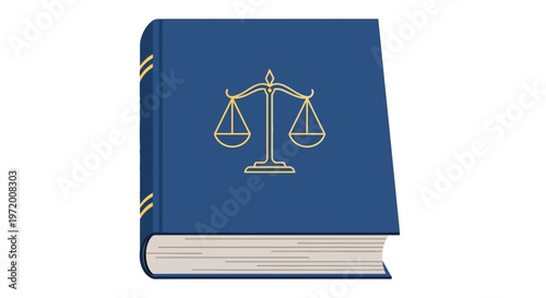 Blue Law Book with Justice Scales Symbol Legal Education Illustration
