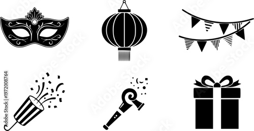 Party Celebration and Event Decoration Elements Set for Holiday Advertisement and Professional Product Mockup