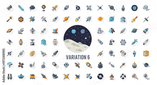 Pixel Art Space Icons Set: Rockets, Planets, Robots, Spaceships, UFOs, and More