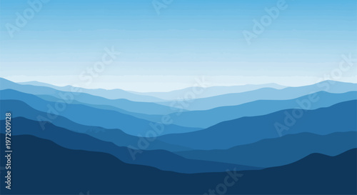 Blue mountain range silhouette illustration