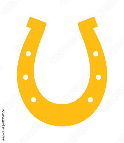 Golden horseshoe vector illustration, a symbol of luck and good fortune. Simple, isolated gold horseshoe graphic for design elements, branding, and decorative projects.