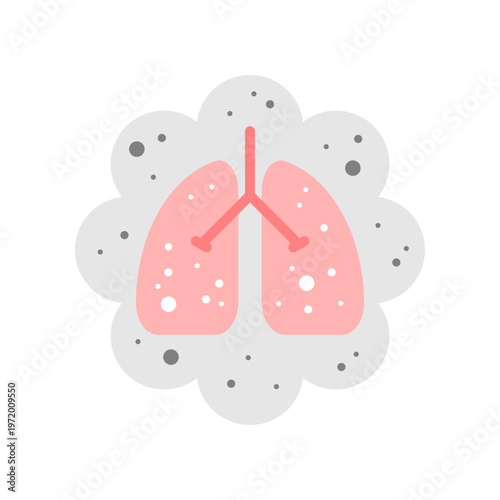Lung with partical pm2.5 air pollution icon flat vector design