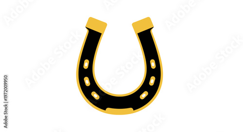 Black Horseshoe with Golden Trim and Nail Holes - Good Luck Symbol