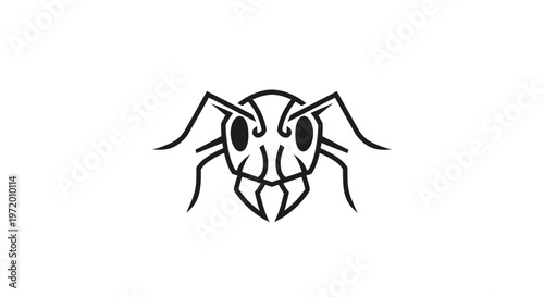 Minimalist Ant Head Icon - Simple Line Art Insect Symbol