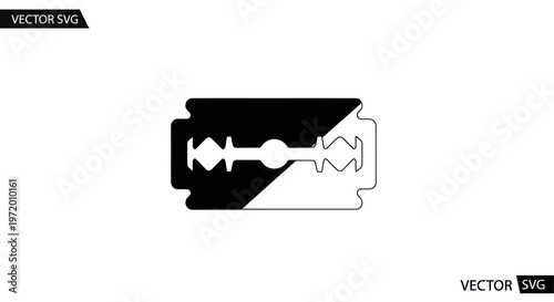 Sharp Razor Blade Icon, Black and White Contrast, Symbolizing Precision and Danger