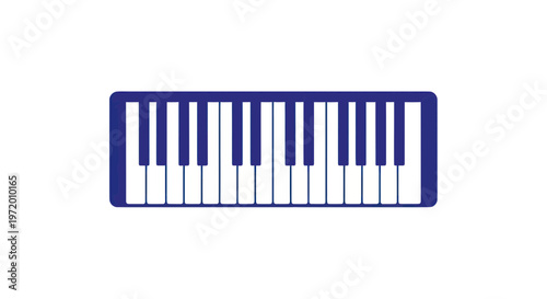 Simple Blue Piano Keyboard Illustration on White Background