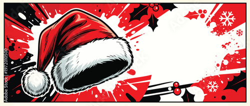 Christmas Santa Hat Vector Illustration with Festive Red and White Elements