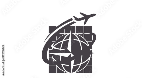 Travel and Aviation Concept - Airplane Flying Around the World.