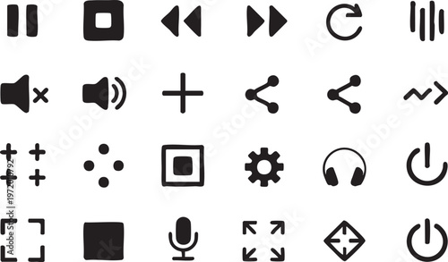 UI media icons collection for video player and streaming apps