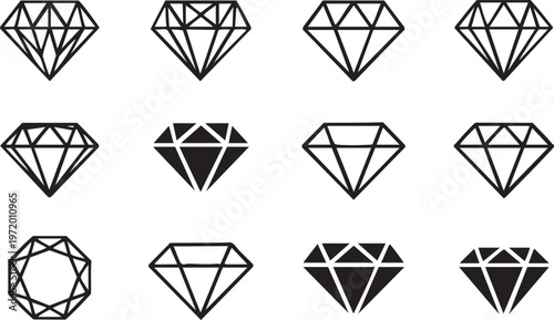 Gemstone icons collection for premium branding and fashion design