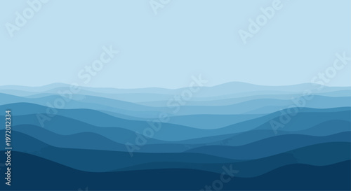 Abstract layered blue waves background graphic design element