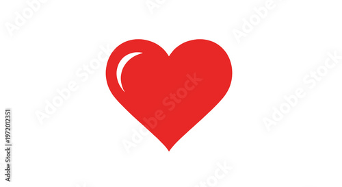 A red heart symbol with a white highlight sits centered on a white background