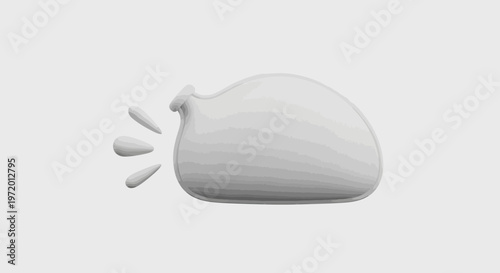 A gray water balloon spills with drops. The background is a white gradient