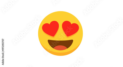 Yellow emoji with heart eyes and open mouth, expressing love and happiness