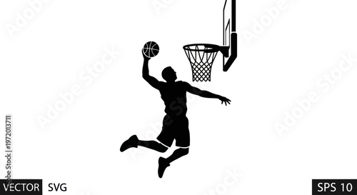 Basketball Player Dunking Silhouette - Dynamic Sports Action
