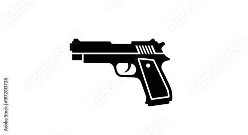 Black silhouette of a handgun on a white background, isolated vector illustration