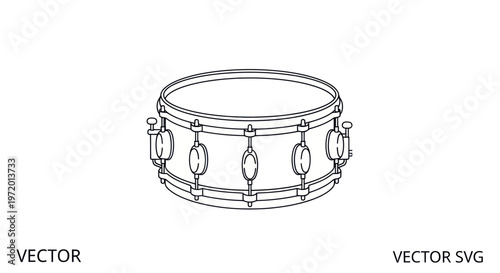 Vector Snare Drum Illustration, Musical Instrument Line Art