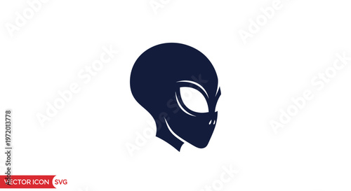 Dark Alien Head Silhouette Vector Icon