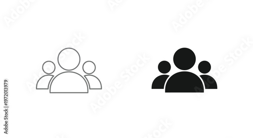Minimalist vector graphic illustration showing group of people icons for user interface design website projects