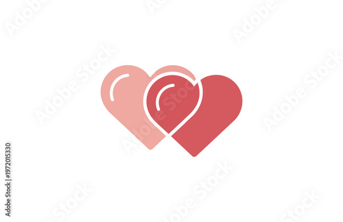 Two overlapping hearts symbolizing affection and connection