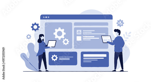 Two People Working on Website Design and Development Concept.