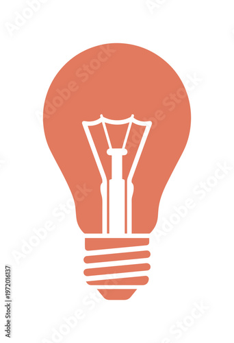 アイデアと創造性を象徴する、暖色系のシンプルな電球ベクターイラスト。ビジネスのひらめき、革新的なソリューション、スタートアップのコンセプトに最適なグラフィック素材。